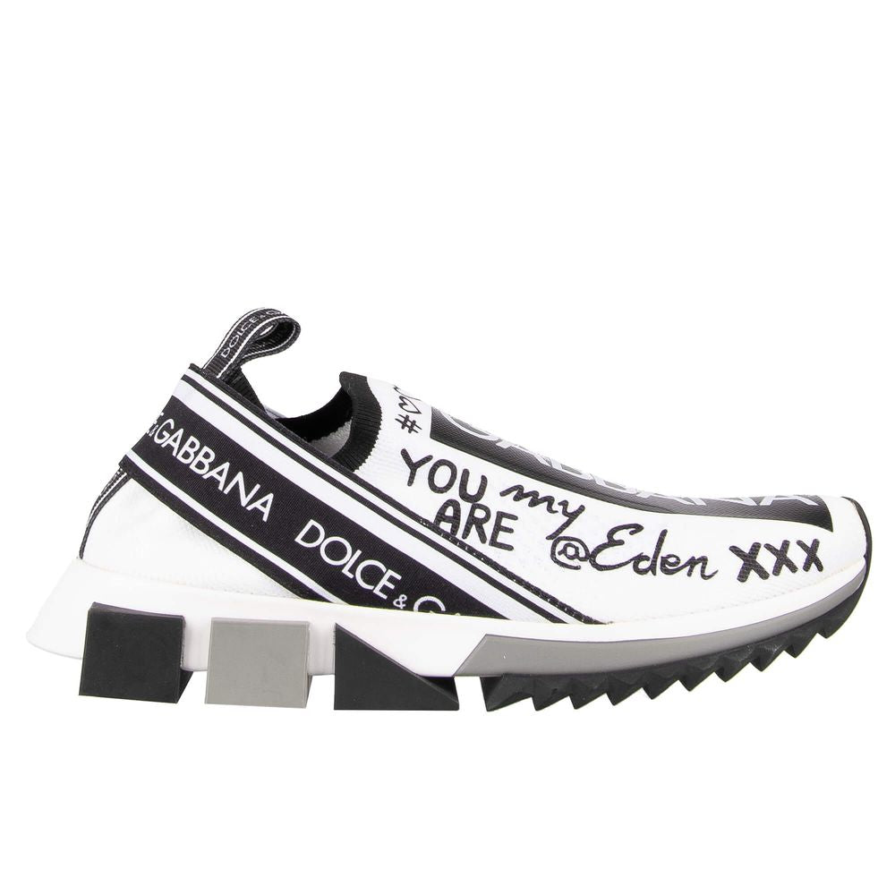 DOLCE & GABBANA
Elegant Monochrome Printed Stretch Sneakers