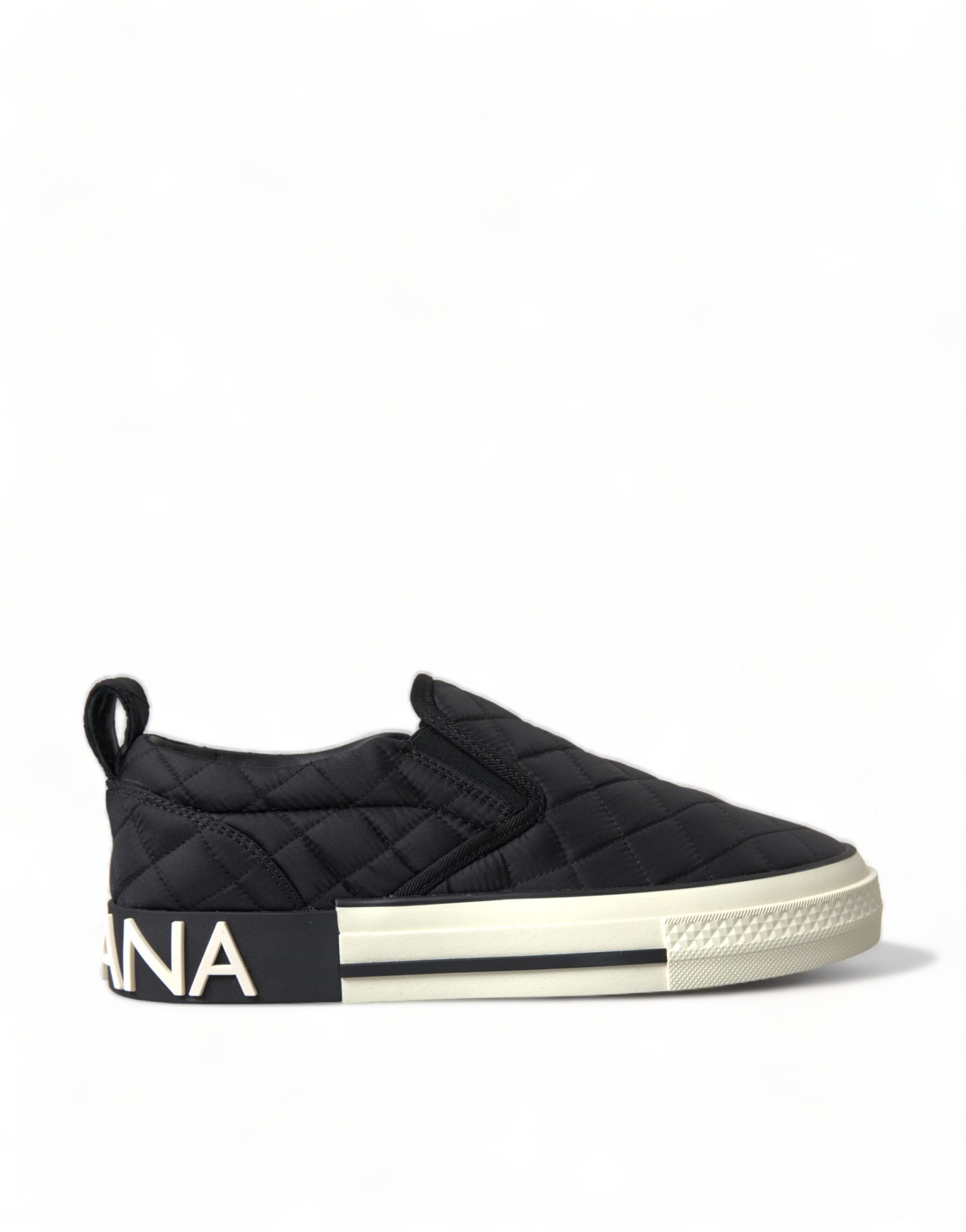 DOLCE & GABBANA
Elegant Quilted Black Canvas Sneakers