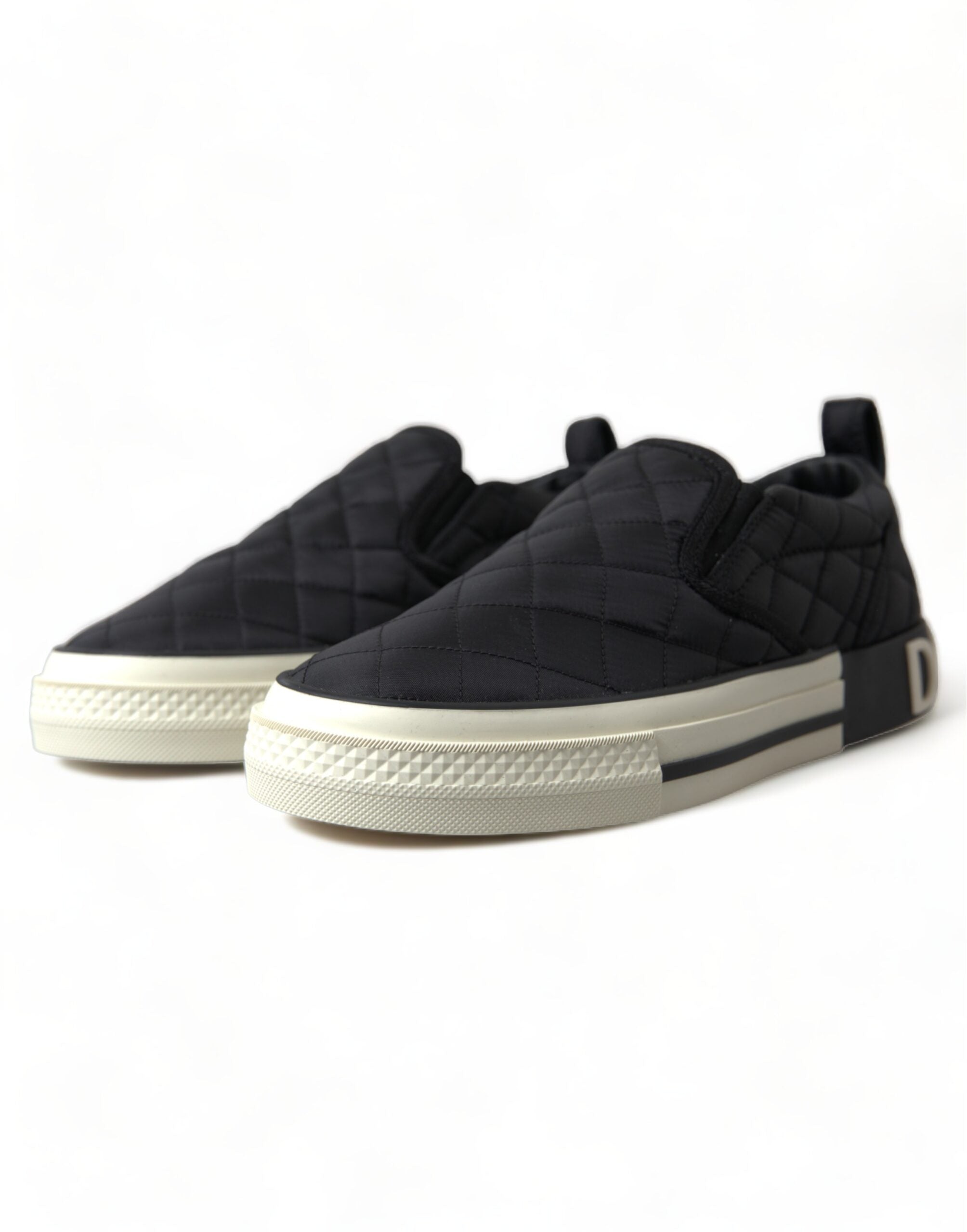 DOLCE & GABBANA
Elegant Quilted Black Canvas Sneakers