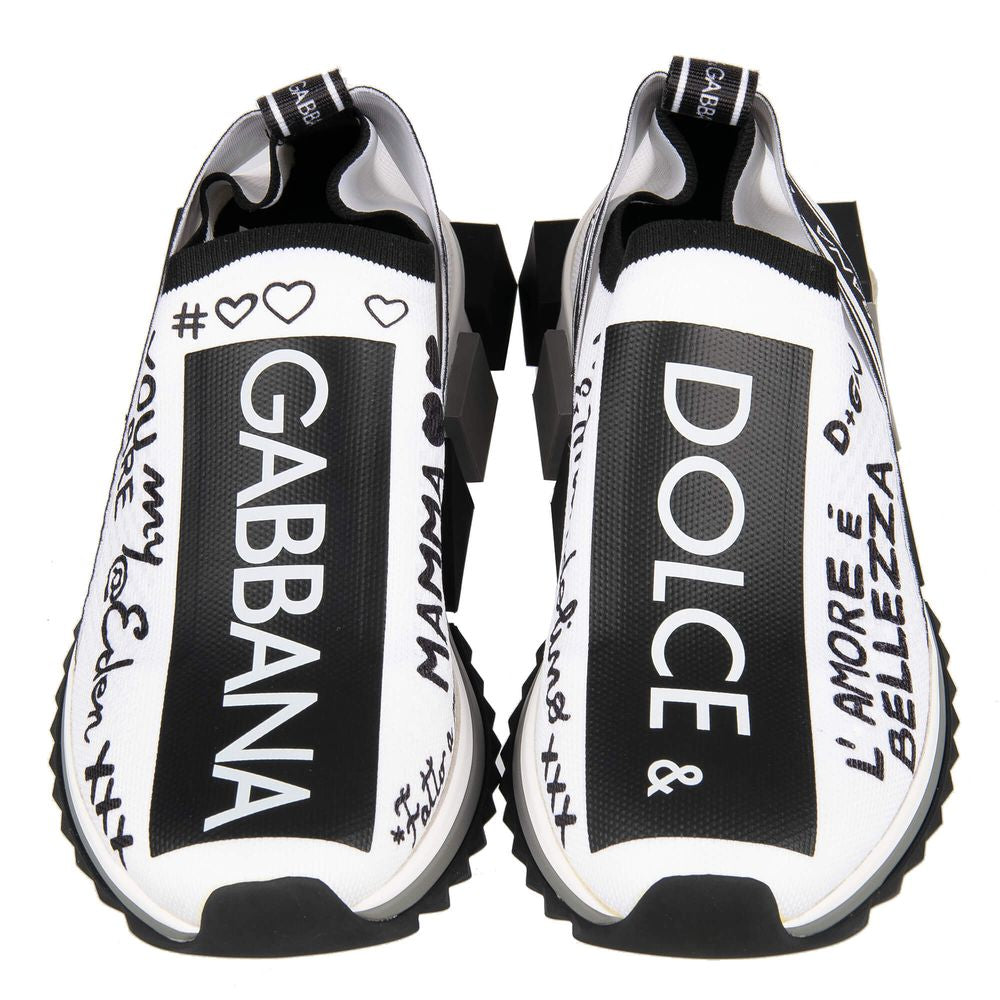 DOLCE & GABBANA
Elegant Monochrome Printed Stretch Sneakers