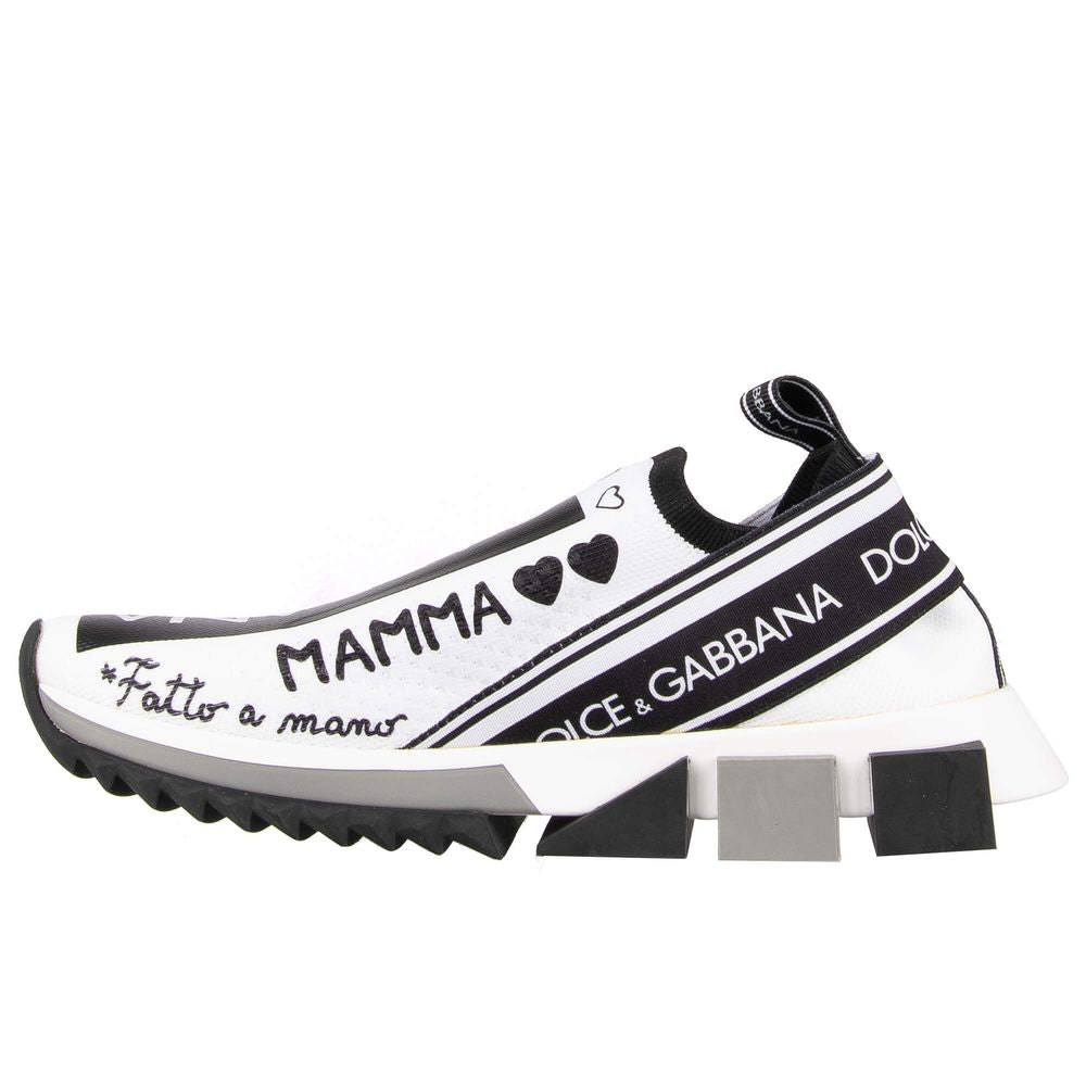 DOLCE & GABBANA
Elegant Monochrome Printed Stretch Sneakers